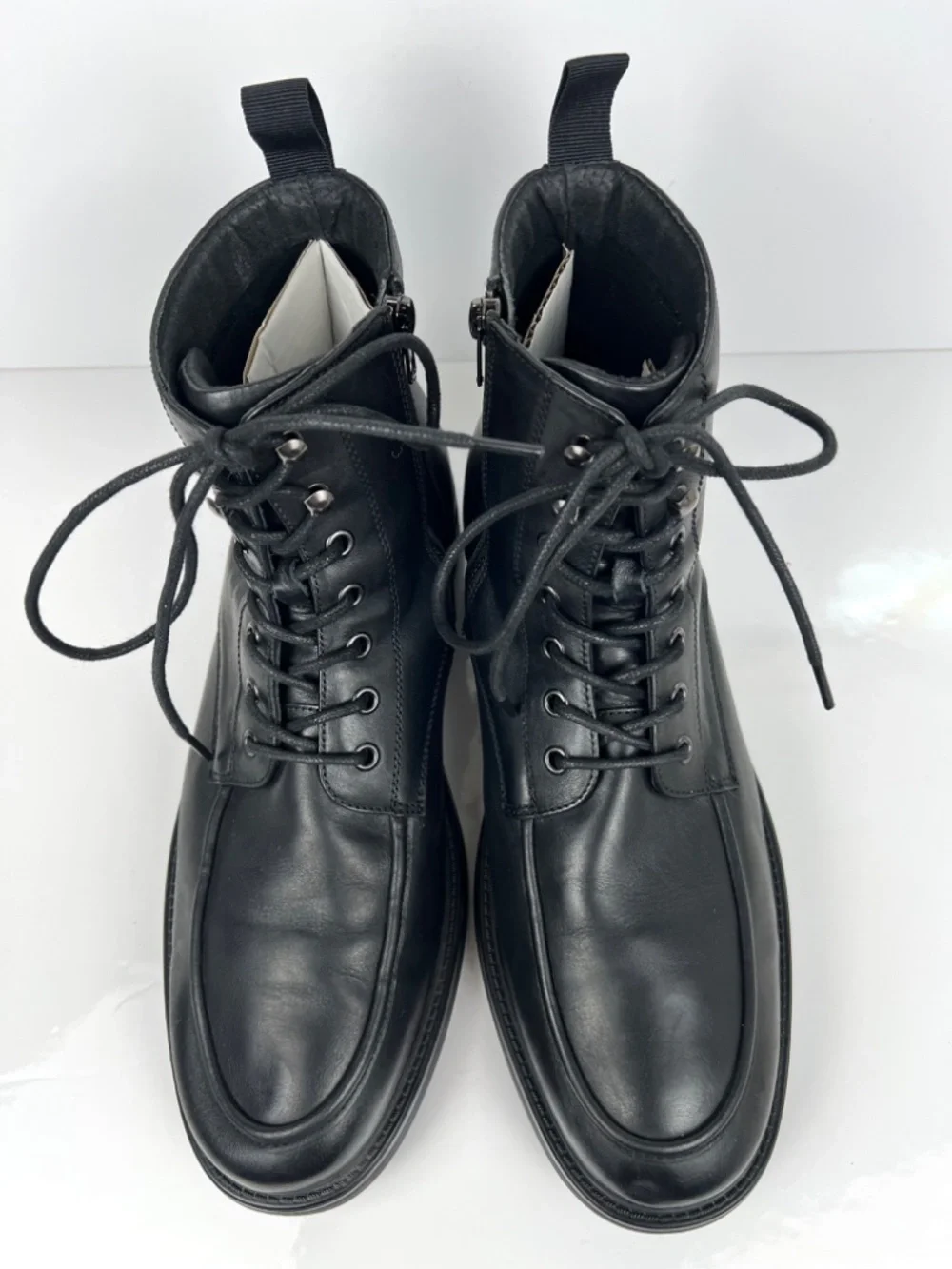Steve Madden Leather Laughton Combat Boots Men’s sz 12 Black Utility Military